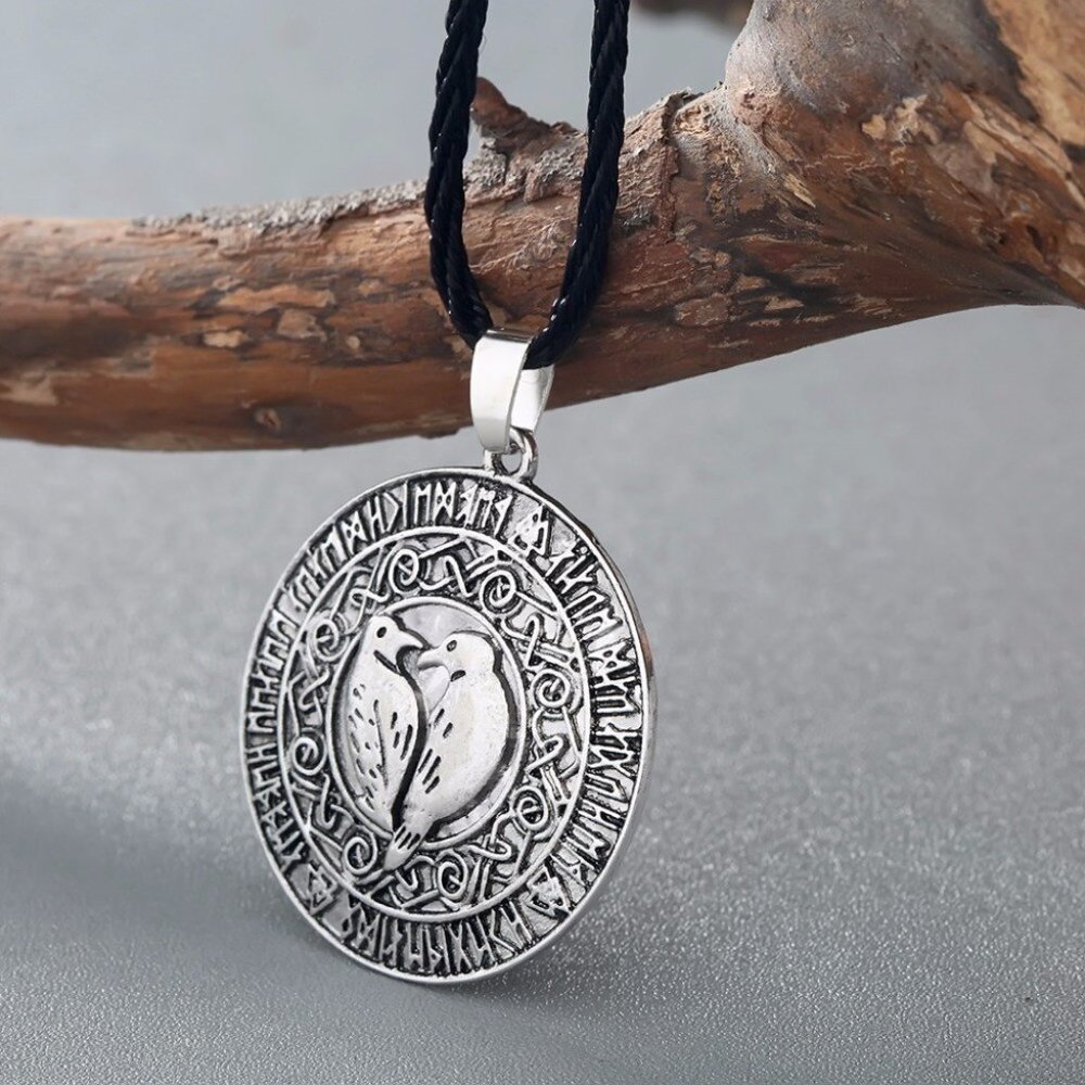 Viking Necklace Bird Pendant • Retro Odin Rune Symbol • Antique Slavic Nordic - Picture 3 of 7